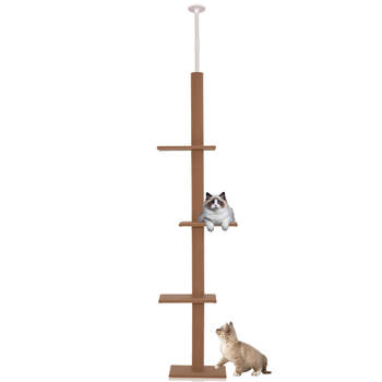 Krabpaal in hoogte verstelbaar - Kattenkrabpaal - Krabpaal voor katten - Kattenspeeltjes - Katten - Bruin - 43L x...
