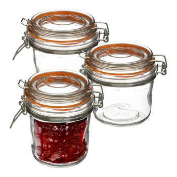 Secret de Gourmet Inmaakpot/voorraadpot - 3x stuks - 330 ml - glas met beugelsluiting - weckpot - Voorraadpot