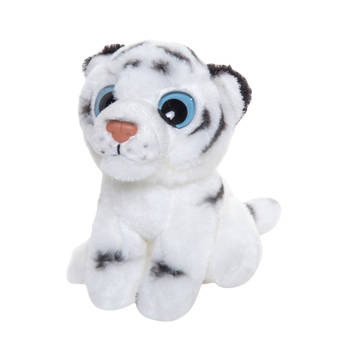 Nature Planet Knuffeldier Tijger - wit - pluche stof - 13 cm - dieren cadeau - Knuffeldier