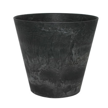 Plantenpot/bloempot in een natuursteen look Dia 32 cm en Hoogte 29 cm zwart - Plantenpotten