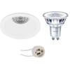 LED Spot Set - Pragmi Pollon Pro - GU10 Fitting - Inbouw Rond - Mat Wit - Verdiept - Ø82mm - Philips - CorePro 840 36D -