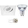 LED Spot Set - Pragmi Nivas Pro - GU10 Fitting - Inbouw Vierkant - Mat Wit - Trimless - Kantelbaar - 150mm - Philips -