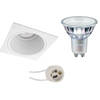 LED Spot Set - Pragmi Minko Pro - GU10 Fitting - Inbouw Vierkant - Mat Wit - Verdiept - 90mm - Philips - MASTER 927 36D