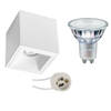 Opbouwspot Set - Pragmi Cliron Pro - GU10 Fitting - Opbouw Vierkant - Mat Wit - Verdiept - 90mm - Philips - MASTER 927