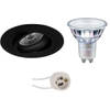 LED Spot Set - Pragmi Alpin Pro - GU10 Fitting - Inbouw Rond - Mat Zwart - Kantelbaar Ø92mm - Philips - MASTER 927 36D