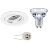 LED Spot Set - Pragmi Aerony Pro - GU10 Fitting - Inbouw Rond - Mat Wit - Kantelbaar - Ø82mm - Philips - MASTER 927 36D