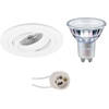 LED Spot Set - Pragmi Alpin Pro - GU10 Fitting - Inbouw Rond - Mat Wit - Kantelbaar Ø92mm - Philips - MASTER 927 36D VLE