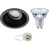 LED Spot Set - Pragmi Zano Pro - GU10 Fitting - Inbouw Rond - Mat Zwart - Kantelbaar - Ø93mm - Philips - MASTER 927 36D