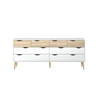 Dressoir Napoli met 8 lades, wit en eiken structuur.