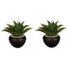 Set van 2x stuks atmosphera Aloe Vera kunstplanten in keramische pot 37 cm - Kunstplanten