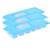 Set van 3x stuks trays met ijsklontjes/ijsblokjes vormpjes 12 vakjes kunststof blauw met afsluitdeks - IJsblokjesvormen
