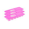 Set van 3x stuks trays met ijsklontjes/ijsblokjes vormpjes 12 vakjes kunststof roze met afsluitdekse - IJsblokjesvormen