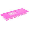 Tray met ijsklontjes/ijsblokjes vormpjes 12 vakjes kunststof roze met afsluitdeksel - IJsblokjesvormen