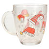 Kerst mok/beker van glas 300 ml met kerstman kleding - Bekers