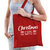 Christmas gifts katoenen tasje rood volwassenen - Feest Boodschappentassen