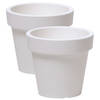 2x stuks basic plantenpot/bloempot kunststof dia 13.5 cm/hoogte 12 cm parel wit - Plantenpotten