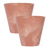 Set van 2x stuks kunststof bloempotten/plantenpotten betonlook 20 cm terracotta - Plantenpotten