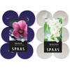 Candles by Spaas geurkaarsen - 24x stuks in 2 geuren Jasmin en Wild Orchid - geurkaarsen