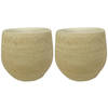 2x stuks plantenpotten/bloempotten in een strakke Modern design look zand/beige Dia 18 cm en Hoogte - Plantenpotten