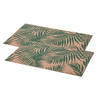 Set van 6x stuks rechthoekige placemats Palm groen linnen mix 45 x 30 cm - Placemats