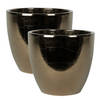 2x stuks plantenpot/bloempot in een strakke Scandinavische look goud Dia 20 cm en Hoogte 19 cm - Plantenpotten