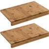 2x Stuks snijplank met stoprand 35 x 24 cm van bamboe hout - Snijplanken