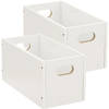 Set van 2x stuks opbergmand/kastmand 7 liter wit van hout 31 x 15 x 15 cm - Opbergmanden