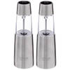 Set van 2x stuks electrische pepermolens RVS/glas zilver 19 cm - Peper en zoutstel