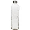 Waterfles/drinkfles 1 liter van gehard ribbel glas - Drinkflessen