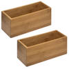 Set van 2x stuks sieraden/make-up houder/box rechthoek 23 x 9,5 cm van bamboe hout - Make-up dozen