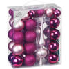 47x stuks kunststof kerstballen fuchsia roze en lichtroze 4-6 cm mat/glans met piek - Kerstbal