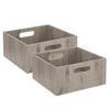 Set van 2x stuks opbergmand/kastmand 14 liter grijs/greywash van hout 31 x 31 x 15 cm - Opbergmanden