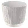 Prosperplast Bloempot/plantenpot met carf-stripe - wit - kunststof - 19,5 x 17 cm - moderne bloempot - Plantenpotten