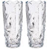 Set van 2x stuks bloemenvazen diamant relief 8 x 19,5 cm van glas - Vazen