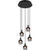 LED Hanglamp - Hangverlichting - Trion Merda - E14 Fitting - 5-lichts - Rond - Mat Zwart - Aluminium