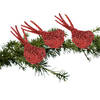 3x Kerstboomversiering glitter rode vogeltjes op clip 12 cm - Kersthangers