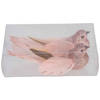 2x Kerstboomversiering glitter roze vogeltjes op clip 11 cm - Kersthangers