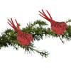 2x Kerstboomversiering glitter rode vogeltjes op clip 12 cm - Kersthangers