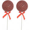 2x Kerst hangdecoratie rood/witte lolly snoepgoed 36 cm - Kersthangers