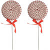 2x Kerst hangdecoratie wit/rode lolly snoepgoed 36 cm - Kersthangers