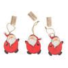 Kersthangers - 3x stuks - kerstmannen - hout - 10 cm - Kersthangers