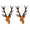 2x Kerstboomversiering hert ornamenten bruin 13 cm - Kersthangers