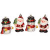 4x Kersthangers figuurtjes sneeuwpop en kerstman kunststof 7,5 cm - Kersthangers
