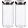 Set van 2x stuks glazen luxe keuken voorraadpotten/voorraadbussen met deksel zilver 1380 ml - Voorraadpot