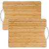 2x Stuks snijplank met metalen handvat 42 x 30 cm van bamboe hout - Snijplanken