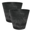 2x stuks plantenpot/bloempot in een natuursteen look Dia 37 cm en Hoogte 34 cm zwart - Plantenpotten