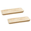 Set van 2x stuks rechthoekig kaarsenbord/kaarsenplateau hout 40 x 3 x 17 cm - Kaarsenplateaus