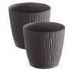 2x stuks stijlvolle kunststof plantenpot/bloempot dia 17 cm/hoogte 16 cm Waves antraciet grijs - Plantenpotten