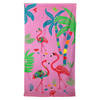 Strand/badlaken voor kinderen flamingo print 70 x 140 cm microvezel - Strandlakens
