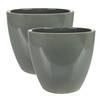 2x stuks plantenpot/bloempot in een strakke Scandinavische look antraciet Dia 18 cm en Hoogte 16 cm - Plantenpotten